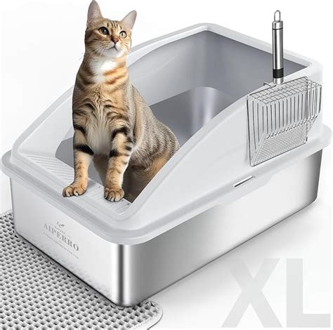 aiperro litter box stainless steel|enclosed cat litter box.